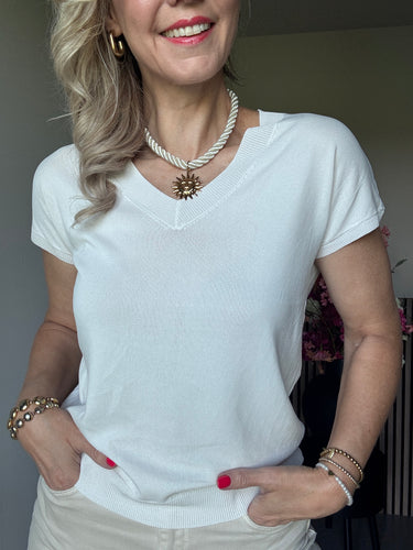 Kastgeluk travelknit top